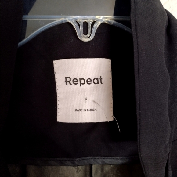 REPEAT sheer organza one buttoned black blazer sz M - Picture 5 of 9